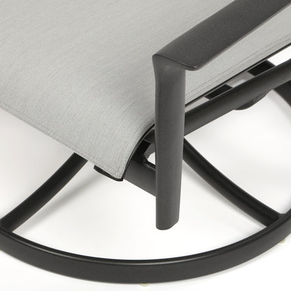 
                  Contempo Sling Swivel Rocker Club Chair Classic Silver Fabric Alloy Finish Detail - Image 3
                