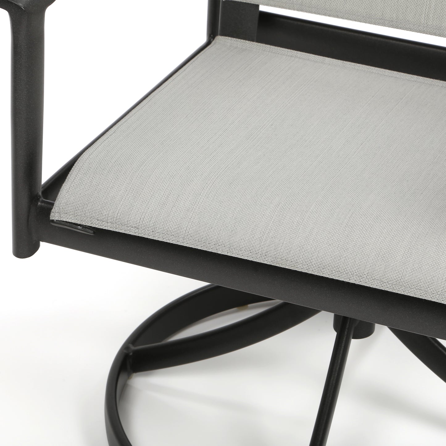 Contempo Sling Swivel Rocker Dining Chair Augustine Silver Fabric Alloy Finish Detail, image 3