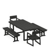 EDGE 5 Piece Dining Set with Benches Black