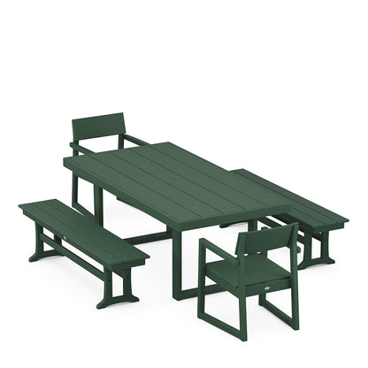 
                  EDGE 5 Piece Dining Set with Benches Green - Image 2
                