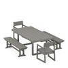 EDGE 5 Piece Dining Set with Benches Grey