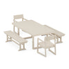 EDGE 5 Piece Dining Set with Benches Sand