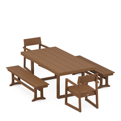 
                  EDGE 5 Piece Dining Set with Benches Teak - Image 6
                