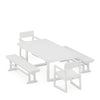 EDGE 5 Piece Dining Set with Benches White