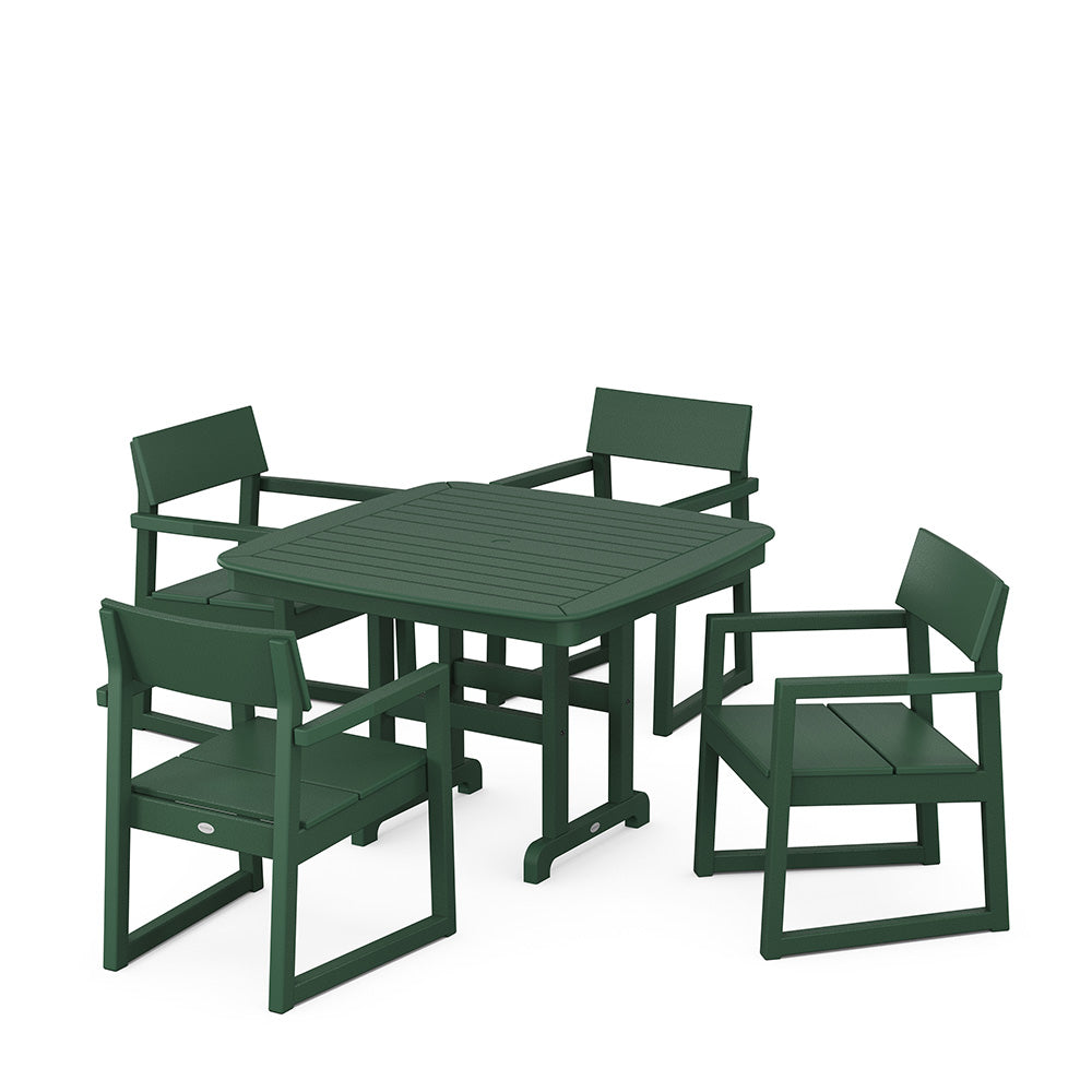 EDGE 5 Piece Dining Set with Trestle Legs Green, image 2