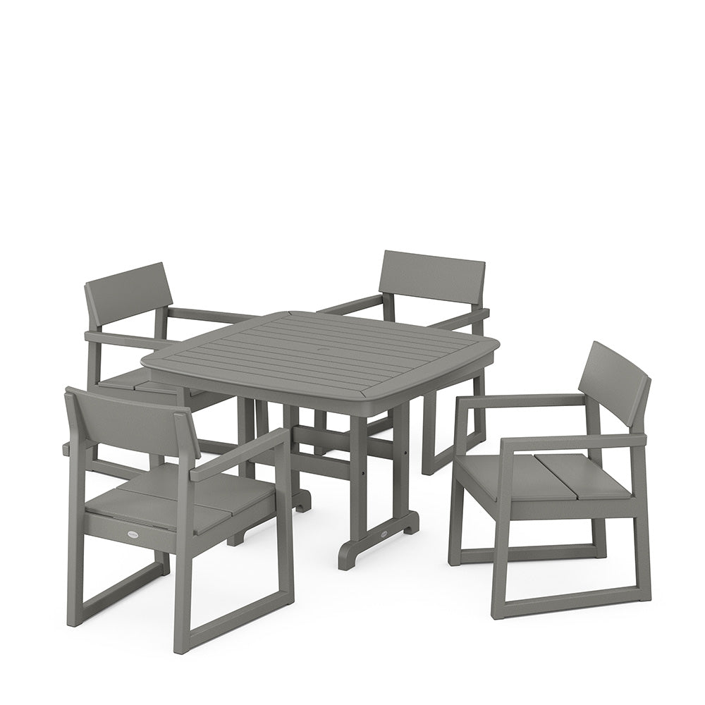 EDGE 5 Piece Dining Set with Trestle Legs Grey, image 3