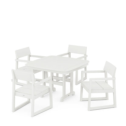 
                  EDGE 5 Piece Dining Set with Trestle Legs Vintage White - Image 9
                