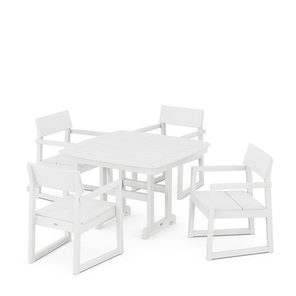 
                  EDGE 5 Piece Dining Set with Trestle Legs White - Image 10
                