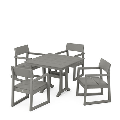 
                  EDGE 5 Piece Farmhouse Dining Set With Trestle Legs Grey - Image 3
                