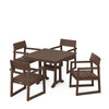 EDGE 5 Piece Farmhouse Dining Set With Trestle Legs Mahogany