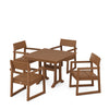 EDGE 5 Piece Farmhouse Dining Set With Trestle Legs Teak