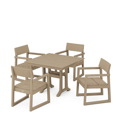 
                  EDGE 5 Piece Farmhouse Dining Set With Trestle Legs Vintage Sahara - Image 8
                