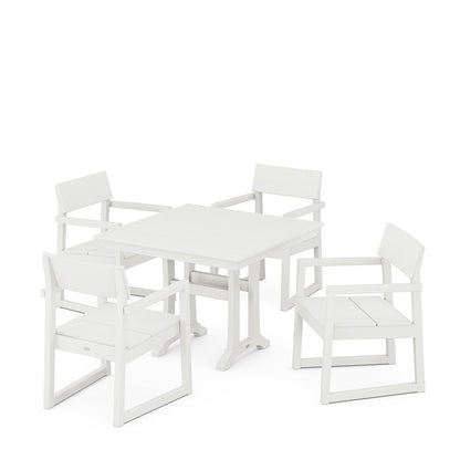 
                  EDGE 5 Piece Farmhouse Dining Set With Trestle Legs Vintage White - Image 9
                