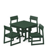 EDGE 5 Piece Farmhouse Trestle Side Chair Dining Set Green