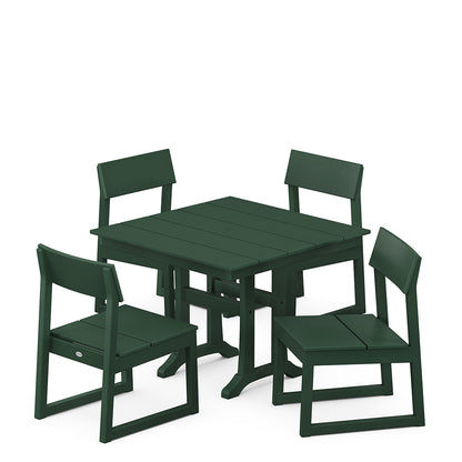 
                  EDGE 5 Piece Farmhouse Trestle Side Chair Dining Set Green - Image 2
                