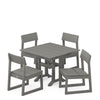 EDGE 5 Piece Farmhouse Trestle Side Chair Dining Set Grey