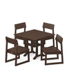 EDGE 5 Piece Farmhouse Trestle Side Chair Dining Set Mahogany