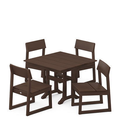 
                  EDGE 5 Piece Farmhouse Trestle Side Chair Dining Set Mahogany - Image 4
                