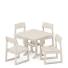 EDGE 5 Piece Farmhouse Trestle Side Chair Dining Set Sand