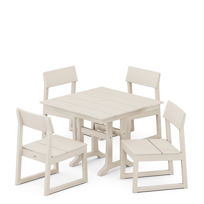 
                  EDGE 5 Piece Farmhouse Trestle Side Chair Dining Set Sand - Image 5
                