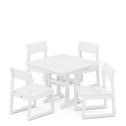 
                  EDGE 5 Piece Farmhouse Trestle Side Chair Dining Set White - Image 7
                