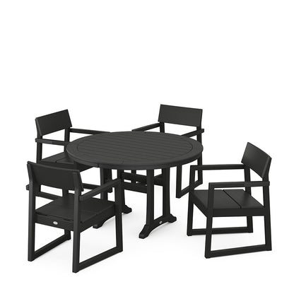 EDGE 5 Piece Round Dining Set with Trestle Legs Black