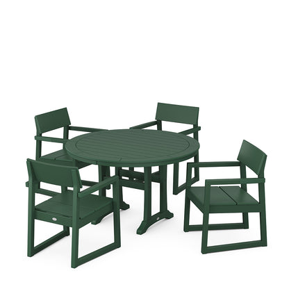 
                  EDGE 5 Piece Round Dining Set with Trestle Legs Green - Image 2
                