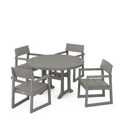 
                  EDGE 5 Piece Round Dining Set with Trestle Legs Grey - Image 3
                