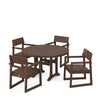 EDGE 5 Piece Round Dining Set with Trestle Legs Mahogany