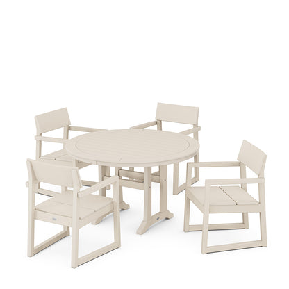 
                  EDGE 5 Piece Round Dining Set with Trestle Legs Sand - Image 5
                