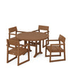 EDGE 5 Piece Round Dining Set with Trestle Legs Teak