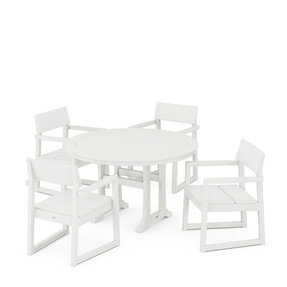 
                  EDGE 5 Piece Round Dining Set with Trestle Legs Vintage White - Image 9
                