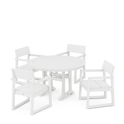 
                  EDGE 5 Piece Round Dining Set with Trestle Legs White - Image 10
                