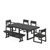 EDGE 6 Piece Dining Set with Bench Black