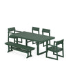 EDGE 6 Piece Dining Set with Bench Green