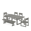 EDGE 6 Piece Dining Set with Bench Grey