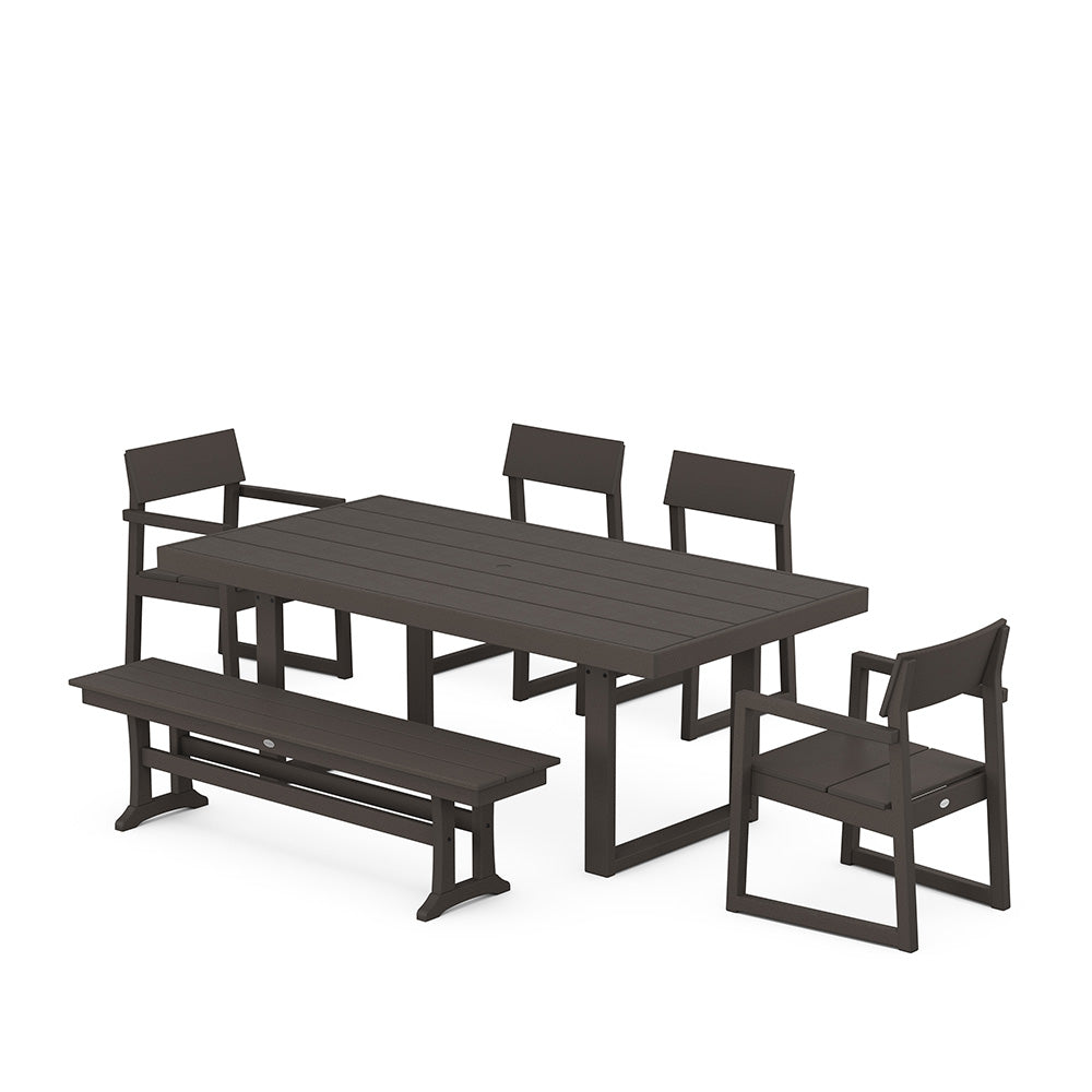 Edge 6 Piece Dining Set with Bench