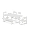 EDGE 6 Piece Dining Set with Bench White