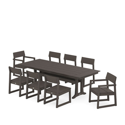 
                  EDGE 9 Piece Farmhouse Dining Set with Trestle Legs Vintage Coffee - Image 7
                