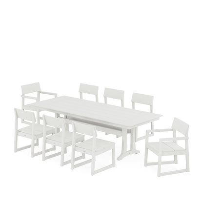 
                  EDGE 9 Piece Farmhouse Dining Set with Trestle Legs Vintage White - Image 9
                