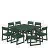 EDGE 9 Piece Farmhouse Trestle Dining Set Green