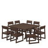 EDGE 9 Piece Farmhouse Trestle Dining Set Mahogany