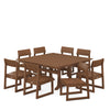 EDGE 9 Piece Farmhouse Trestle Dining Set Teak