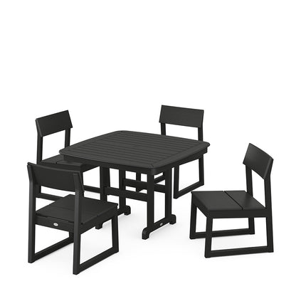 EDGE Side Chair 5 Piece Dining Set with Trestle Legs Black