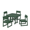 EDGE Side Chair 5 Piece Dining Set with Trestle Legs Green