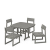 EDGE Side Chair 5 Piece Dining Set with Trestle Legs Grey