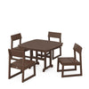 EDGE Side Chair 5 Piece Dining Set with Trestle Legs Mahogany