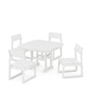 EDGE Side Chair 5 Piece Dining Set with Trestle Legs White