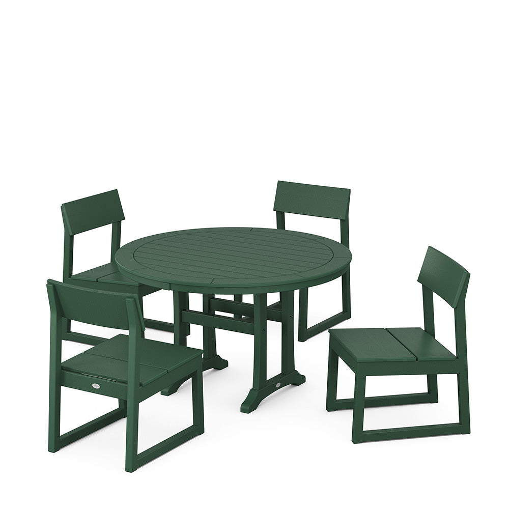 Edge Side Chair 5 Piece Round Dining Set with Trestle Legs