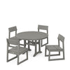 EDGE Side Chair 5 Piece Round Dining Set With Trestle Legs Grey